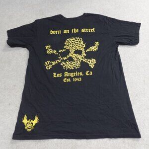 SMET Shirt XL Black Double Sided Christian Audigier Bling Y2K Made in USA